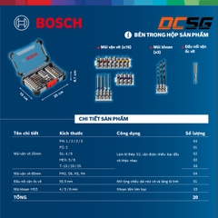 Bộ mũi khoan và vặn vít ExtraHard 20 chi tiết Bosch 2608522422