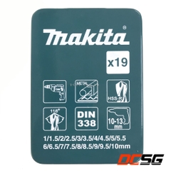 Bộ mũi khoan kim loại 1.0-10mm Hss-R Makita D-54081 (19 chi tiết/bộ)