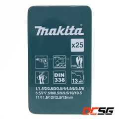 Bộ mũi khoan kim loại 1.0-13mm Hss-R Makita D-54097 (25 chi tiết/bộ)