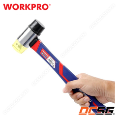 Búa cao su 2 đầu vàng đen tay cầm sợi thử tinh Workpro WP241036