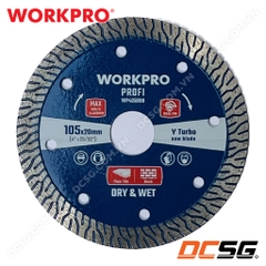 Lưỡi cưa đĩa cắt kim cương Turbo, răng chữ Y siêu mỏng 105x20x10mm Workpro WP405068