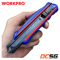 Dao rọc giấy công nghiệp bản 18mm tay cầm nhôm phủ cao su WORKPRO WP212015