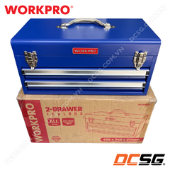 Hộp công cụ 2 ngăn, bằng sắt, kích thước 46x24x22cm Workpro WP282005