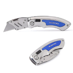 Dao tiện ích có lưỡi cắt gắp gọn, cán bằng thép không gỉ Workpro - WP211007