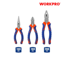 Bộ kìm 3 món gồm (điện, cắt, nhọn) 6 inch và 8 inch Workpro WP201007
