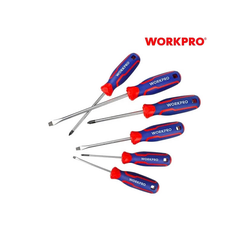 Bộ Tua vít 6 cái gồm ( 3 cái đầu hình hoa khế, 3 cái đầu dẹt), thép hợp kim CR-V  Workpro WP200504