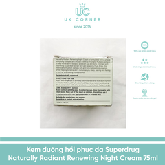 Kem dưỡng phục hồi da Superdrug Naturally Radiant Renewing Night Cream 75ml