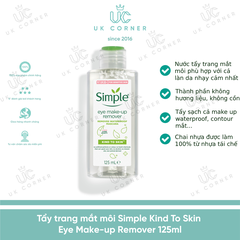 Nước tẩy trang mắt môi Simple Kind To Eye Make-Up Remover 125ml