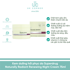 Kem dưỡng phục hồi da Superdrug Naturally Radiant Renewing Night Cream 75ml