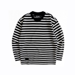 Áo Thun Dài Tay Vải Knit Kẻ Sọc Cổ Tròn