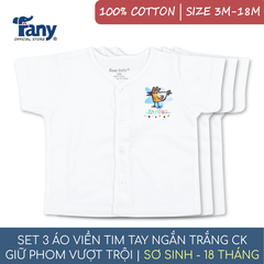 set 3 áo viền tim tay ngắn trắng ck