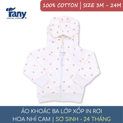 áo khoác 3 lớp xốp in rơi | hoa nhí cam