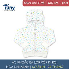 áo khoác 3 lớp xốp in rơi | hoa nhí xanh