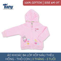áo khoác ba lớp xốp màu thêu | thỏ con hồng