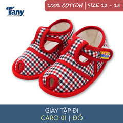 Giày tập đi caro 01 | màu đỏ