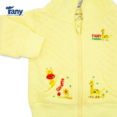 áo khoác ba lớp xốp màu thêu | hươu cao cổ vàng