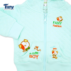 áo khoác ba lớp xốp màu thêu | cún con xanh ngọc