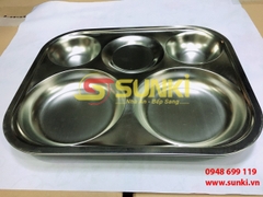 Khay cơm inox 5 ngăn tròn KT 33x28