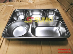 Khay cơm inox 304 - 5 ô sâu (cả nắp inox)