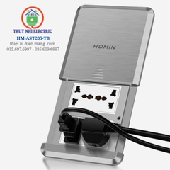 Ổ Cắm Âm Sàn Trượt Mở Homin HM-AST205-TB - Màu Bạc
