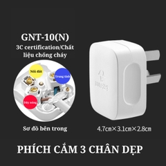 Phích Cắm Ba Chân Dẹp chính hãng GONGNIU GNT-10(N)