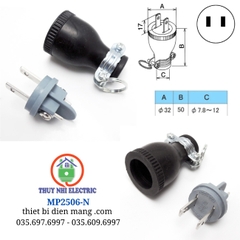 Phích cắm cao su 2 chân dẹt MP2506-N Meikosha