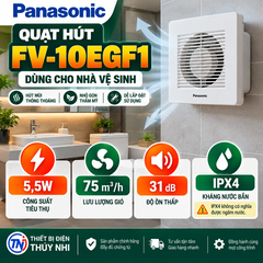 Quạt Hút Mùi Nhà Vệ Sinh Panasonic FV-10EGF1 Kháng Nước IPX4