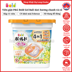 VIÊN GIẶT P&G BOLD GEL BALL 4IN1 HƯƠNG CHANH THANH MÁT HỘP 11 VIÊN - 4987176292858