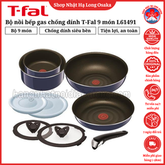 BỘ NỒI BẾP GAS CHỐNG DÍNH T-FAL 9 MÓN L61491 - 3168430243163