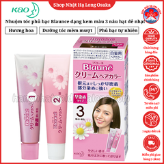 NHUỘM TÓC PHỦ BẠC CHO NAM NỮ KAO BLAUNE DẠNG KEM MÀU SỐ 3 NÂU HẠT DẺ NHẠT - 4901301036278