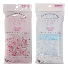 SET 6 MŨ TẮM SHOWER CAP SEIWA DÙNG 1 LẦN HỌA TIẾT CHẤM BI FREESIZE - 4968988040486