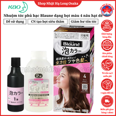 NHUỘM TÓC PHỦ BẠC CHO NAM NỮ KAO BLAUNE DẠNG BỌT MÀU SỐ 4 NÂU HẠT DẺ - 4901301286895
