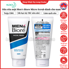 SỮA RỬA MẶT MEN'S BIORE MICRO SCRUB DÀNH CHO NAM – 10.000 HẠT SIÊU NHỎ, LÀM SẠCH SÂU TỪ LỖ CHÂN LÔNG 130G - 4901301257680
