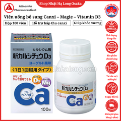 VIÊN UỐNG BỔ SUNG CANXI, MAGIE, VITAMIN D3 GIÚP XƯƠNG CHẮC, RĂNG KHỎE HỘP 100 VIÊN - 4987123701907