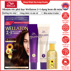 NHUỘM TÓC PHỦ BẠC CHO NỮ WELLATON 2+1 DẠNG KEM ĐỦ MÀU