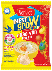 Cháo Yến Trẻ Em YenViet Nest Grow Thịt Bằm Rau Củ [Thùng 30 Gói x 50gr]