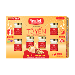 Tổ Yến Nguyên Chất Chưng Sẵn Vị Táo Đỏ Hạt Sen (15% Tổ Yến)- Hộp 06 lọ x 70ml