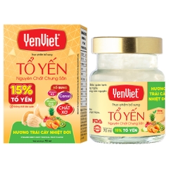 Tổ Yến Nguyên Chất Chưng Sẵn Yenviet Ngon Lành Vị Trái Cây Nhiệt Đới (15% Tổ Yến) - Hộp 06 lọ x 70ml