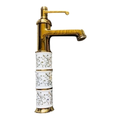 Vòi Lavabo đồng mạ vàng bọc sứ 054