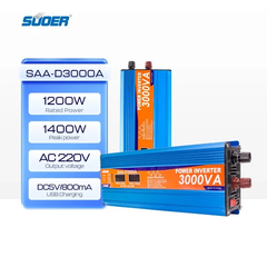Biến tần DC/AC 3000VA dùng cho ô tô và gia đình, 12V, 800W, công suất cực đại gấp 3 lần, sóng sin biến tính, 50Hz, bảo vệ quá tải.