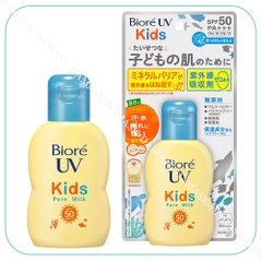 Sữa Chống Nắng  Dịu Nhẹ Cho Trẻ Em Biore UV Kids Pure MilkSPF50+ PA+++  Nhật Bản 70ml