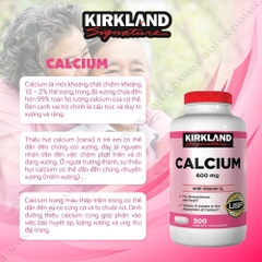 Viên uống bổ sung Canxi Calcium 600mg và vitamin D3 Kirkland