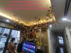 Trang trí dây leo trong phòng khách tại nhà chị Nga chung cư Mandarin Garden - Hà Nội