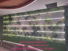 Decor hoa cây xanh qua lớp kính mờ tại văn phòng tập đoàn PRUDENTIAL Việt Nam tầng 11 tòa nhà Lotte Mall - 272 Võ Chí Công - Tây Hồ - Hà Nội