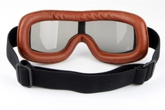 Kính Dây Vintage Da Cao Cấp Gọng Nâu - Gương Chrome FREESHIP