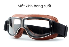 Kính Dây Vintage Da Cao Cấp Gọng Nâu - Trong FREESHIP