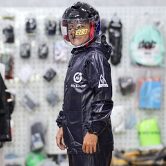 Áo Mưa Bộ PVC Chống Thấm 100% Màu Đen