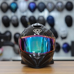 Mũ Fullface EGO E81 Đen Bóng + Kính Màu Titan + Đuôi Gió GPRR FREESHIP