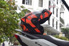 Mũ Lật Hàm Yohe 938 T2 Đen Đỏ Xám Nhám