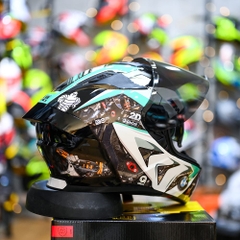 Mũ Fullface ROC R11 Pro Đen Bóng + Dán Tem Decal BMW HP4 Xanh Ngọc FREESHIP